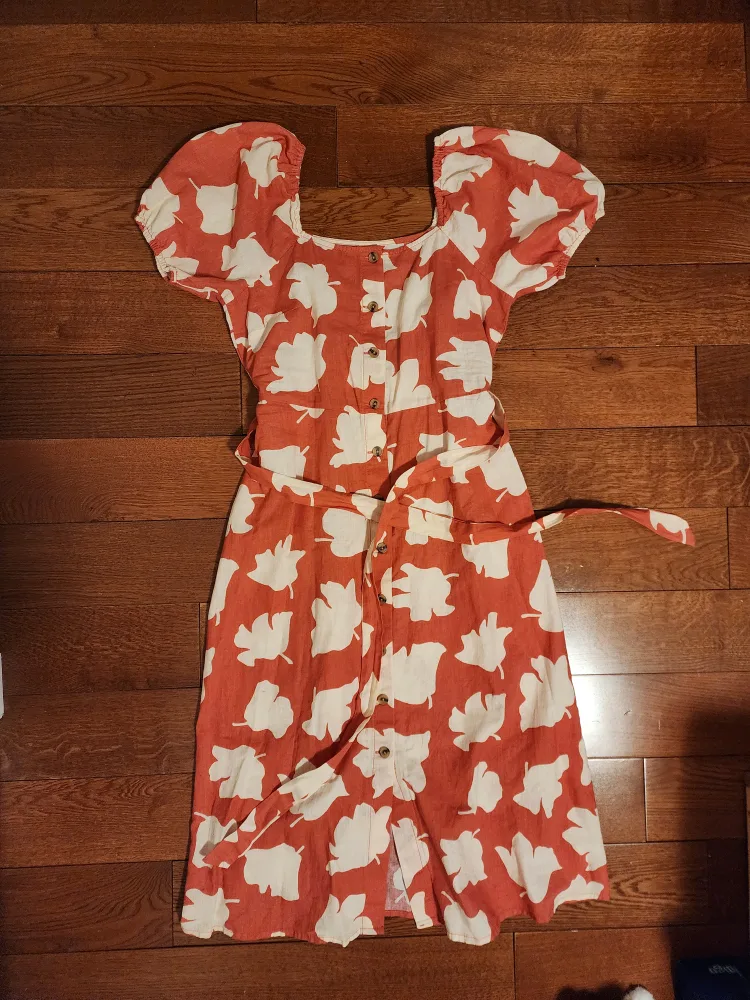 linen-blend midi dress image indicator(7)