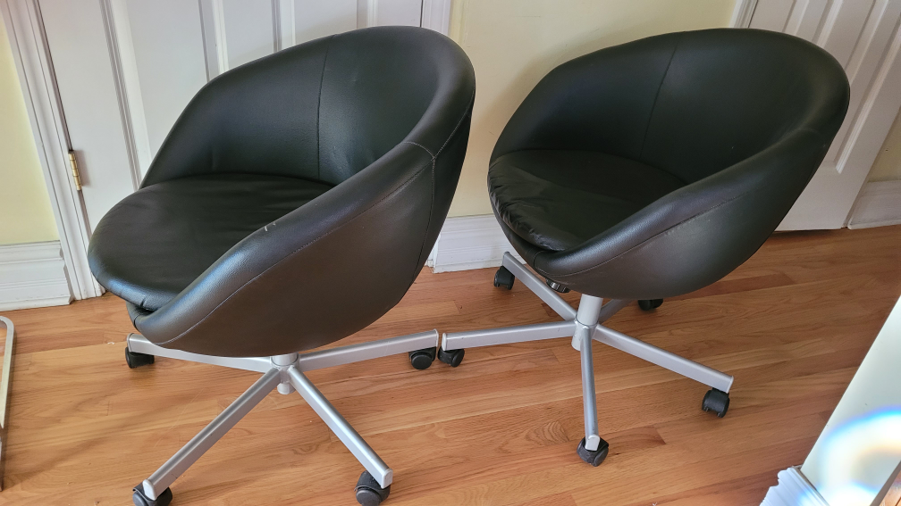 Pair of IKEA Black Swivel Rolling Chairs