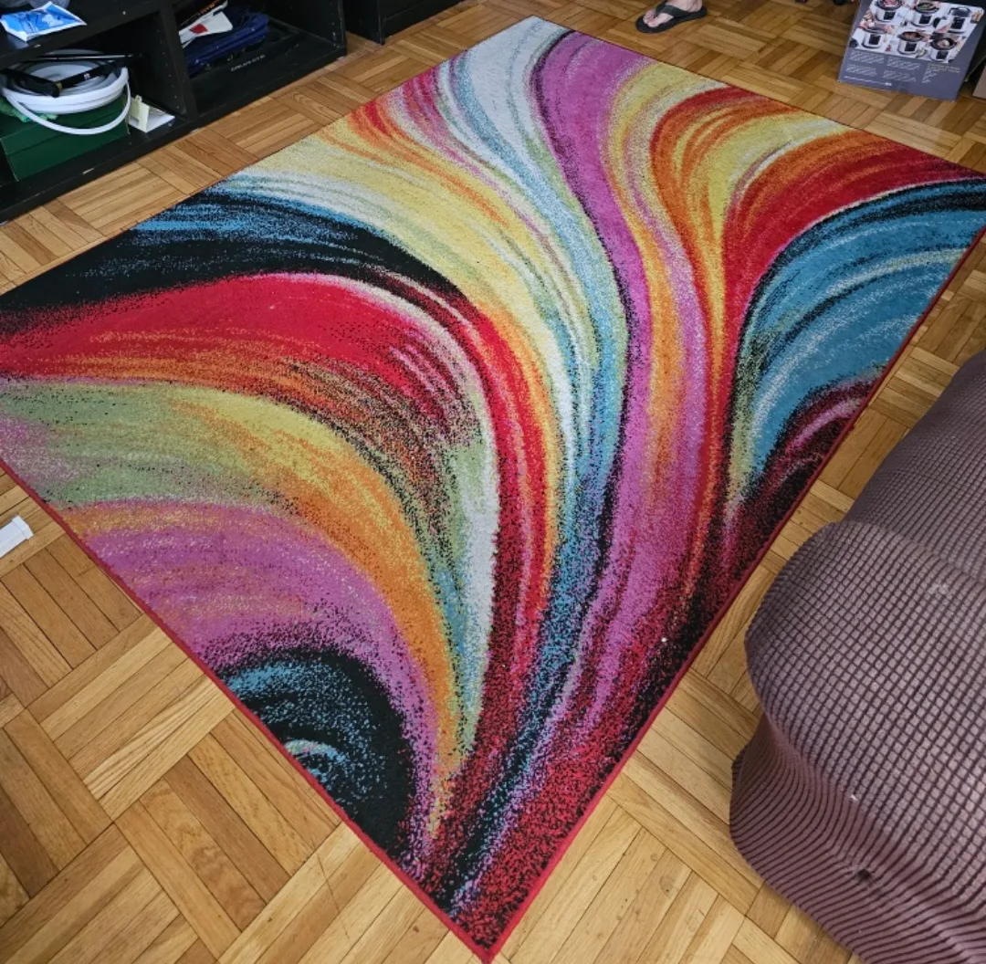 Large Multicoloured Abstract Area Rug thumbnail