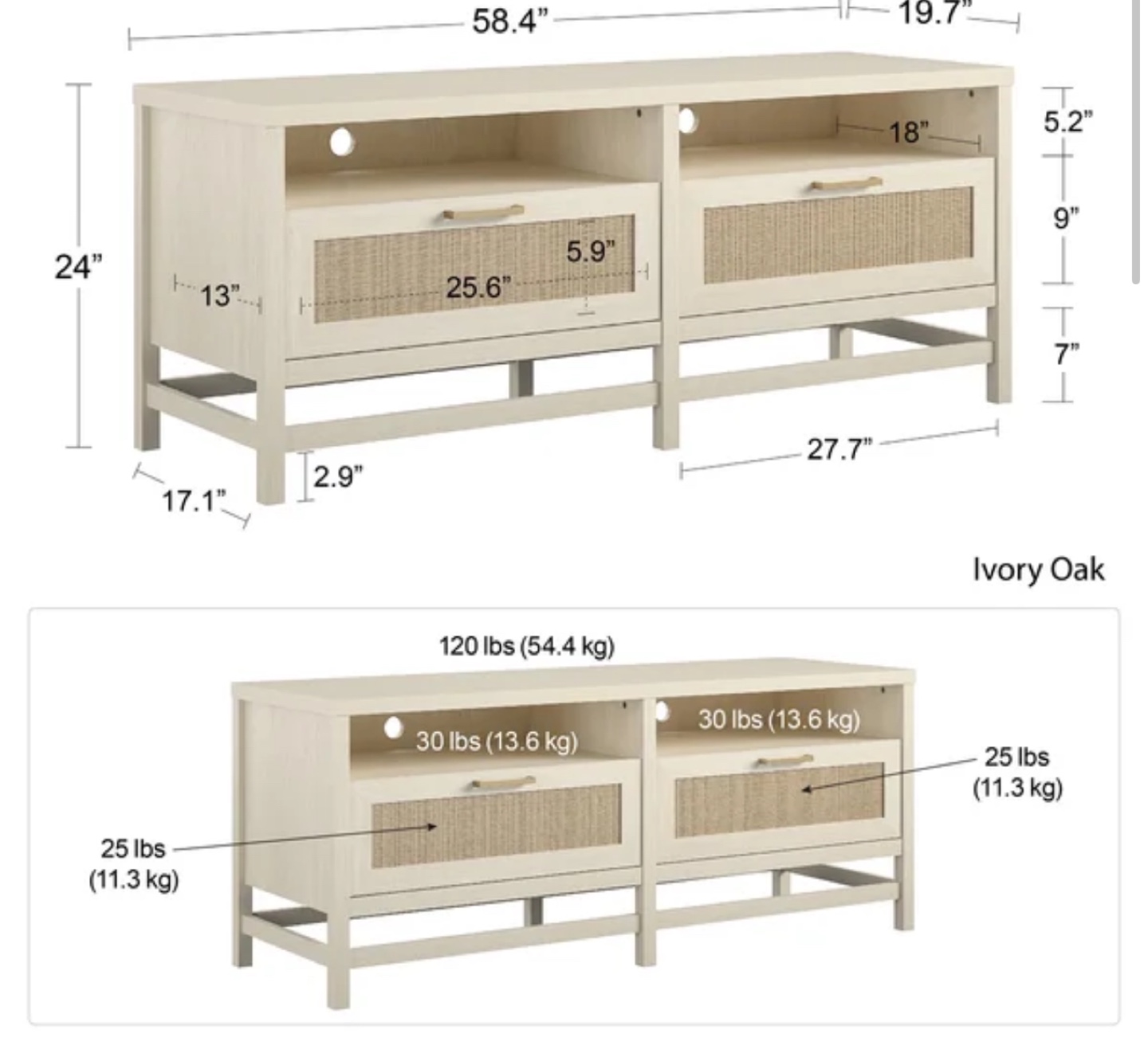 TV Stand with Two Drawers - photo 3