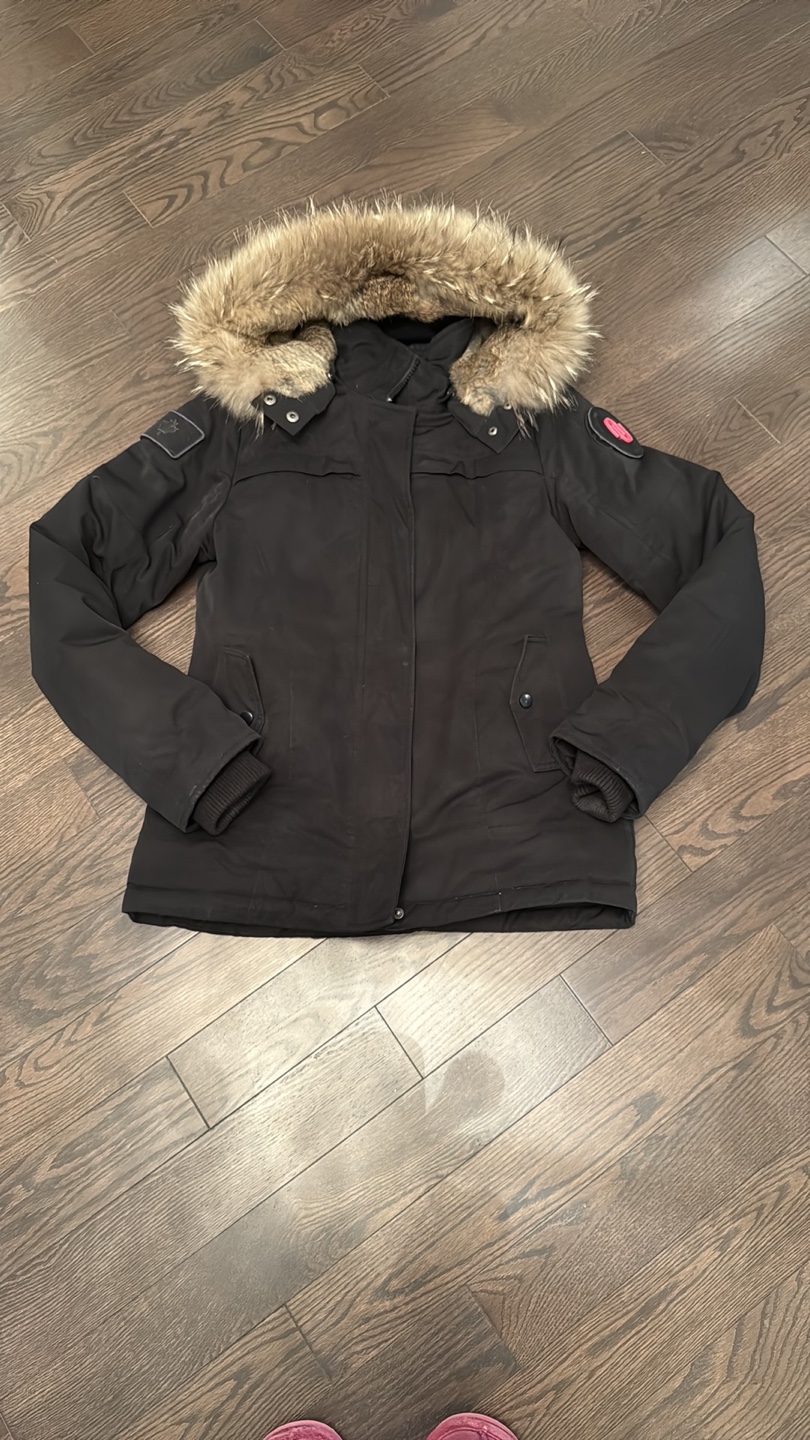 Numero Black Winter Jacket with Fur Hood