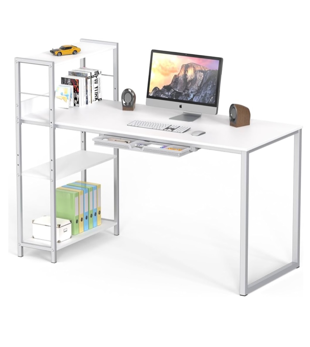 White Desk with Storage Shelves (Reversible) - photo 4