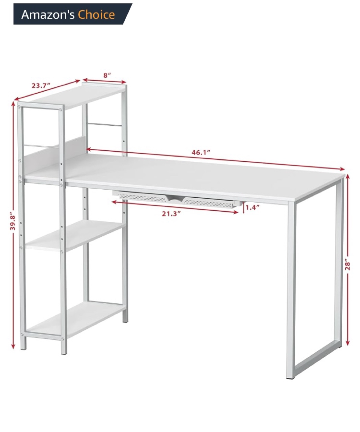 White Desk with Storage Shelves (Reversible) - photo 2