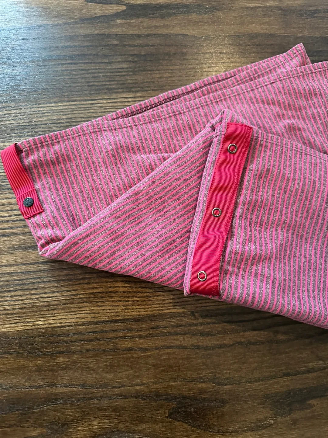 Lululemon Pink & heathered Grey Stripped Infinity Scarf image indicator(2)