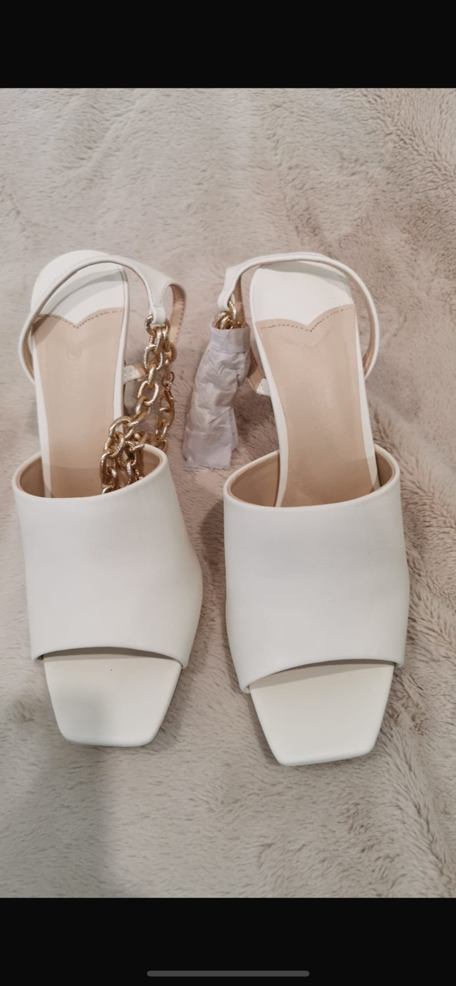 NEW! Coutgo Gold Chain Strappy Stiletto High Heels - photo 3