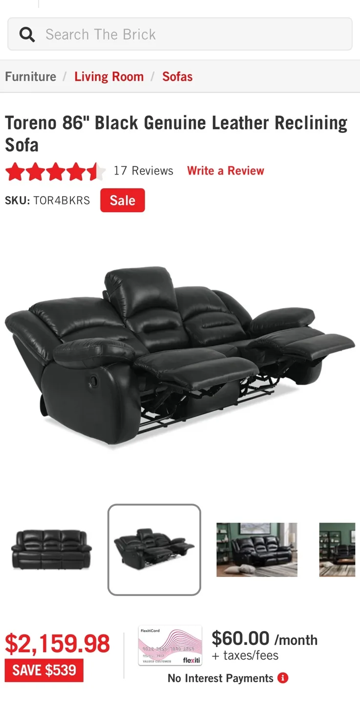 Black Genuine Leather Reclining Sofa image indicator(6)