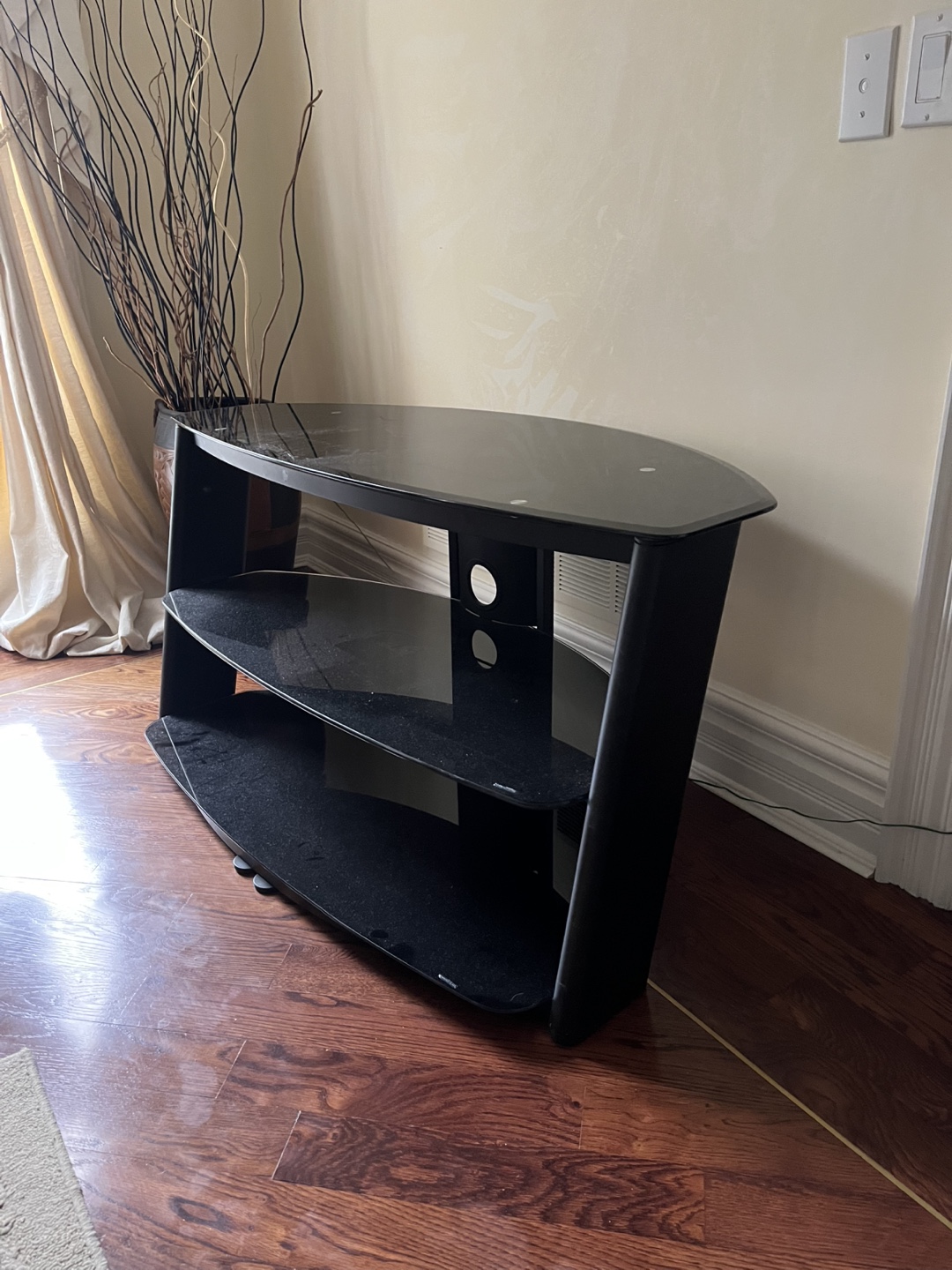 Black Tempered Glass TV Stand - photo 2