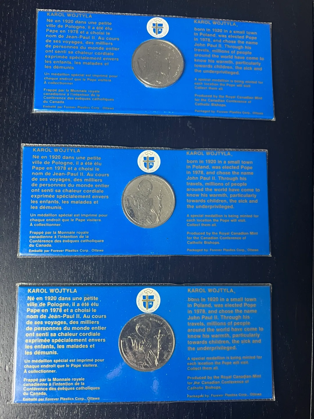 3 Commemorative Coins Pope John Paul II Visit to Canada 1984 image indicator(3)