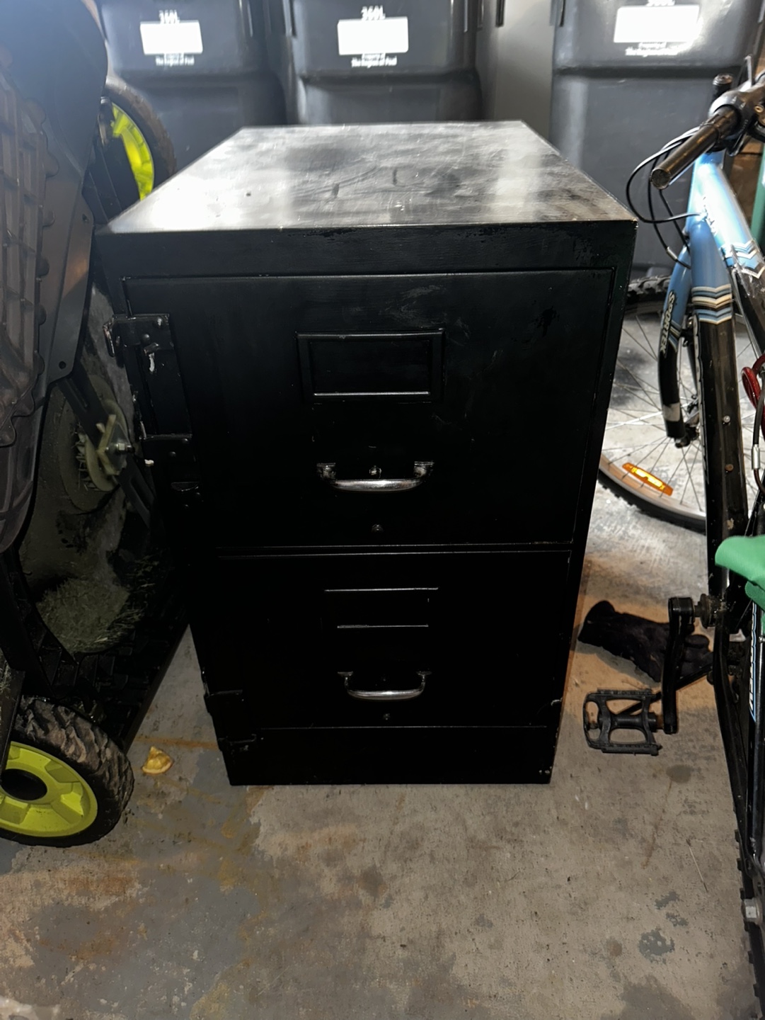 Black Metal Two-Drawer Filing Cabinet