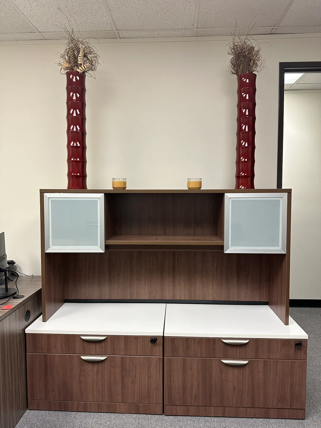 Office Desk Hutch and Lateral File Cabinet thumbnail