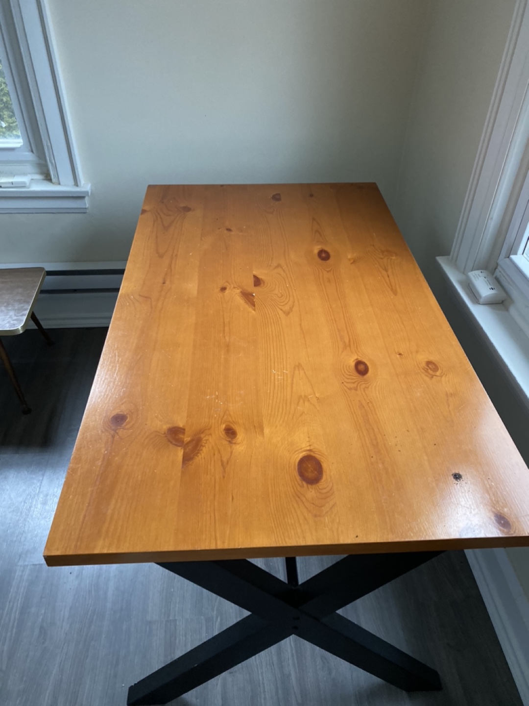 Wooden Table with Black X-Shaped Legs - photo 2