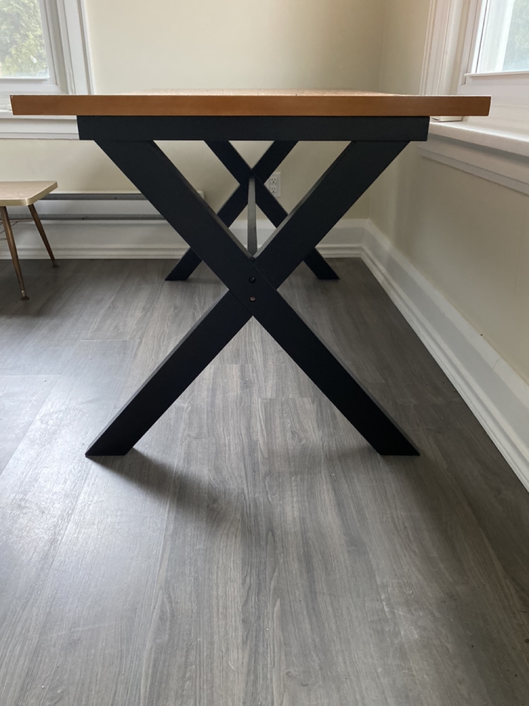 Wooden Table with Black X-Shaped Legs - photo 3