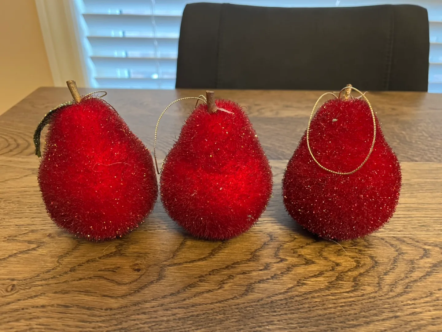 Set of 3 Red Pear Christmas Ornaments thumbnail