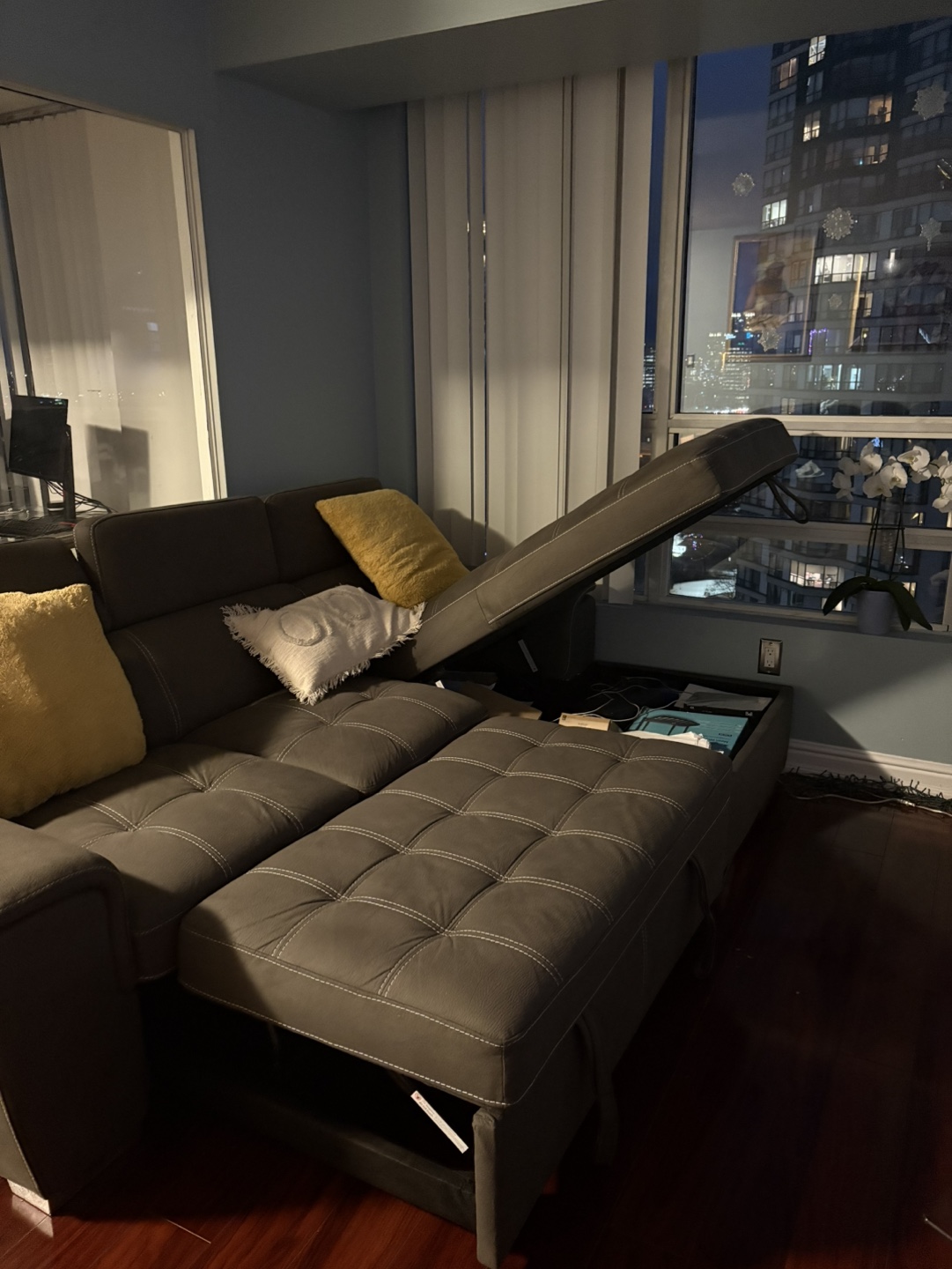 Grey Sectional Sofa with Storage - photo 5