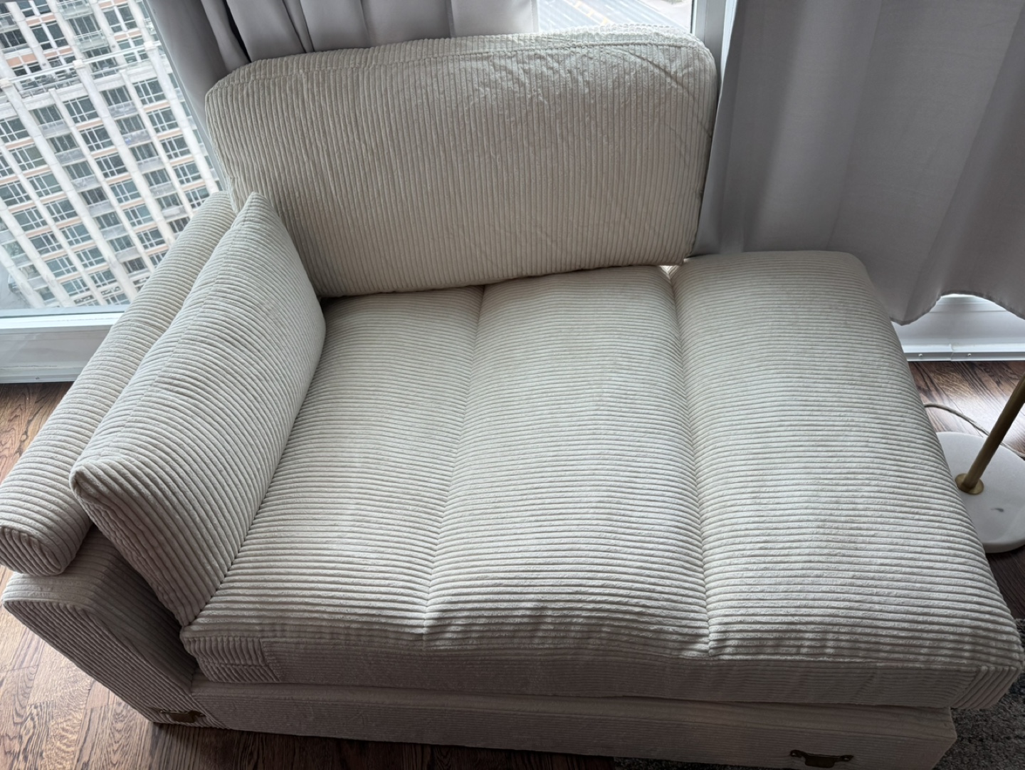 White Corduroy Chaise Lounge - photo 2