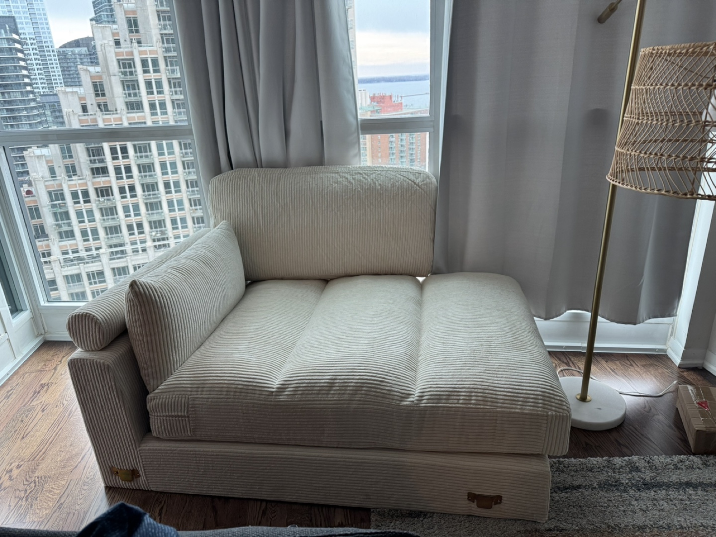 White Corduroy Chaise Lounge - photo 4