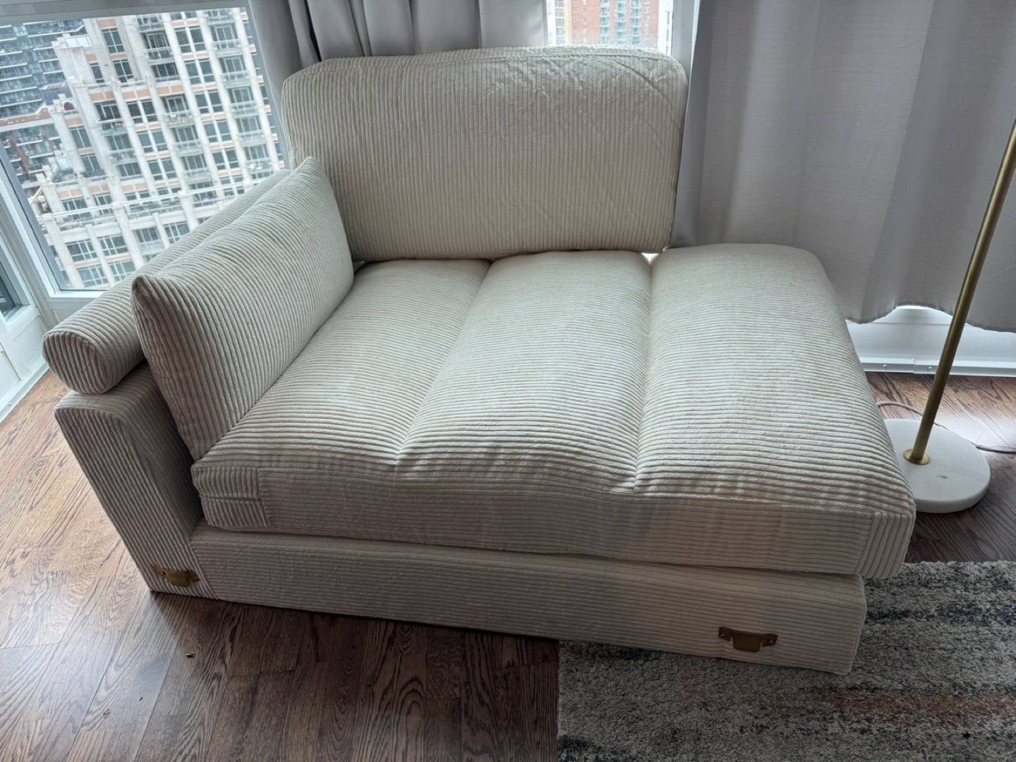 White Corduroy Chaise Lounge