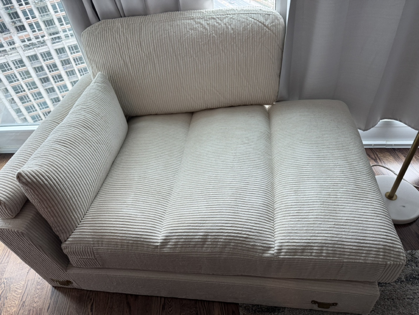 White Corduroy Chaise Lounge - photo 3