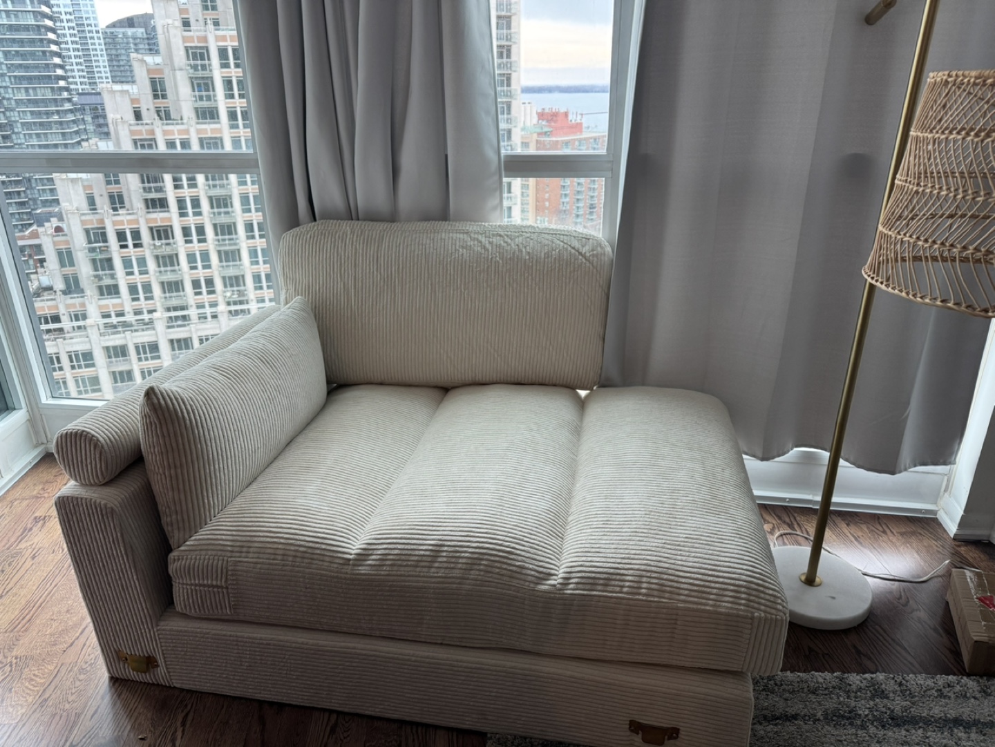 White Corduroy Chaise Lounge - photo 5