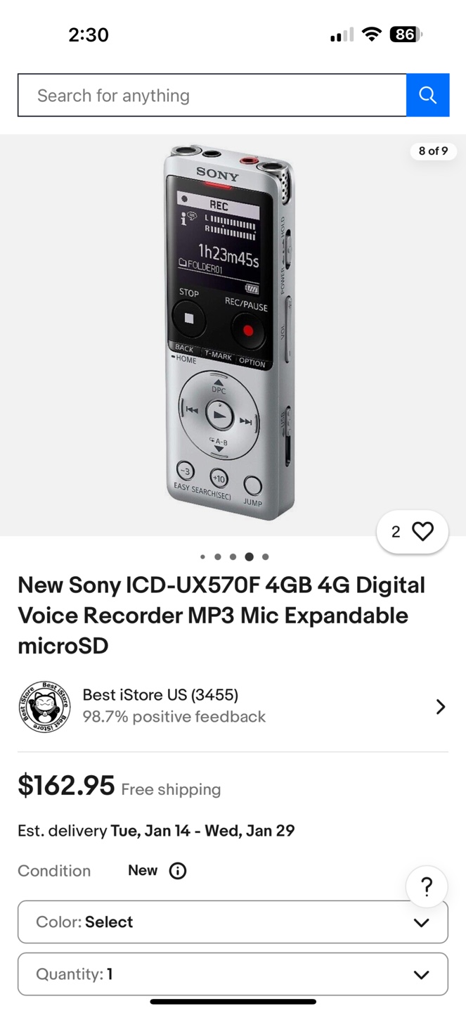 Sony ICD-UX575F 4GB Digital Voice Recorder - photo 4