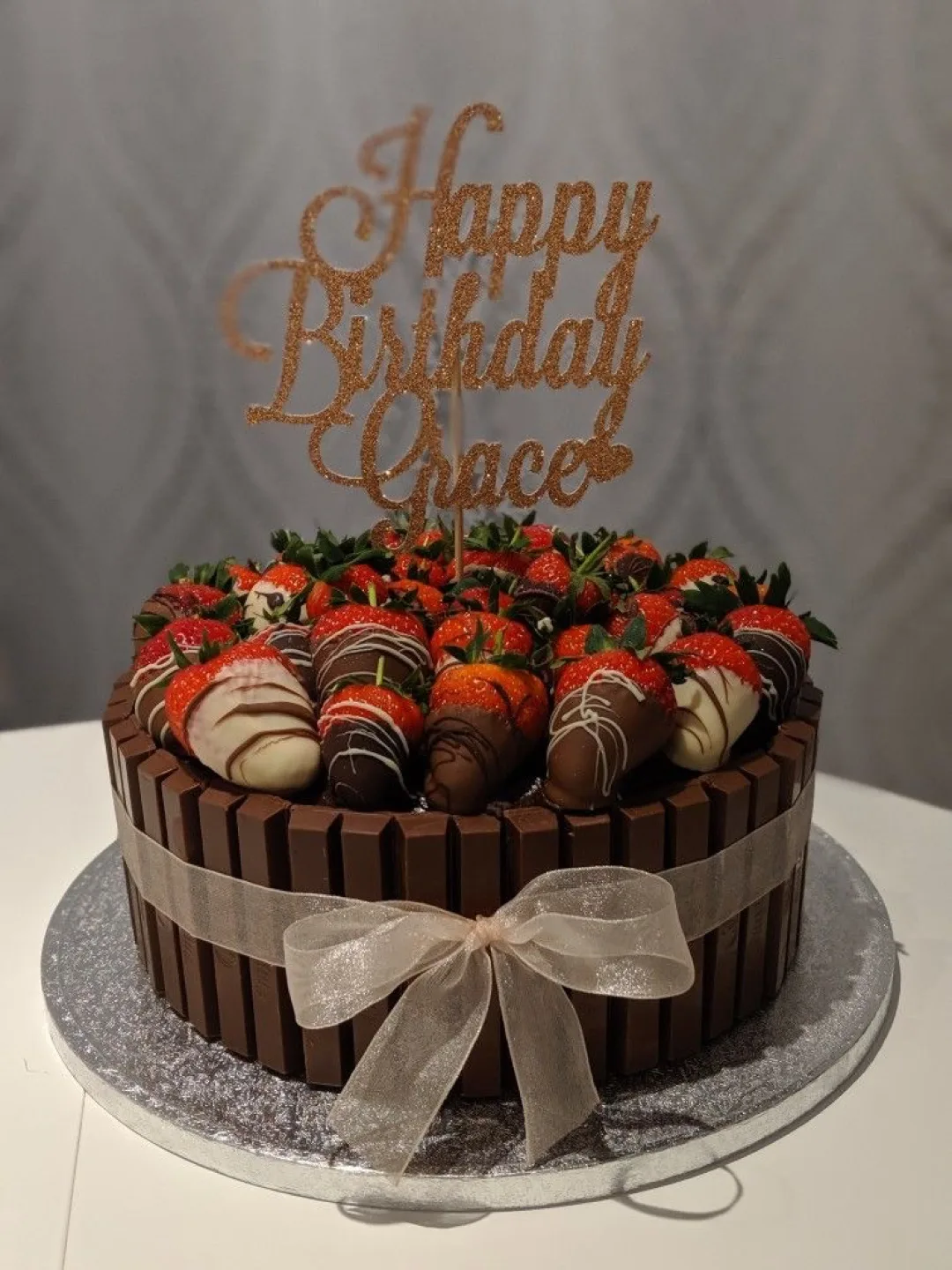 Kitkat Cake with Chocolate Covered Strawberries