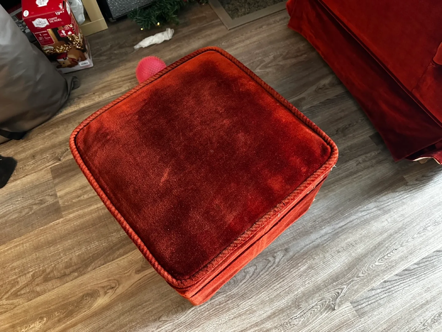 Vintage Red Velvet Loveseat and Ottoman image indicator(4)