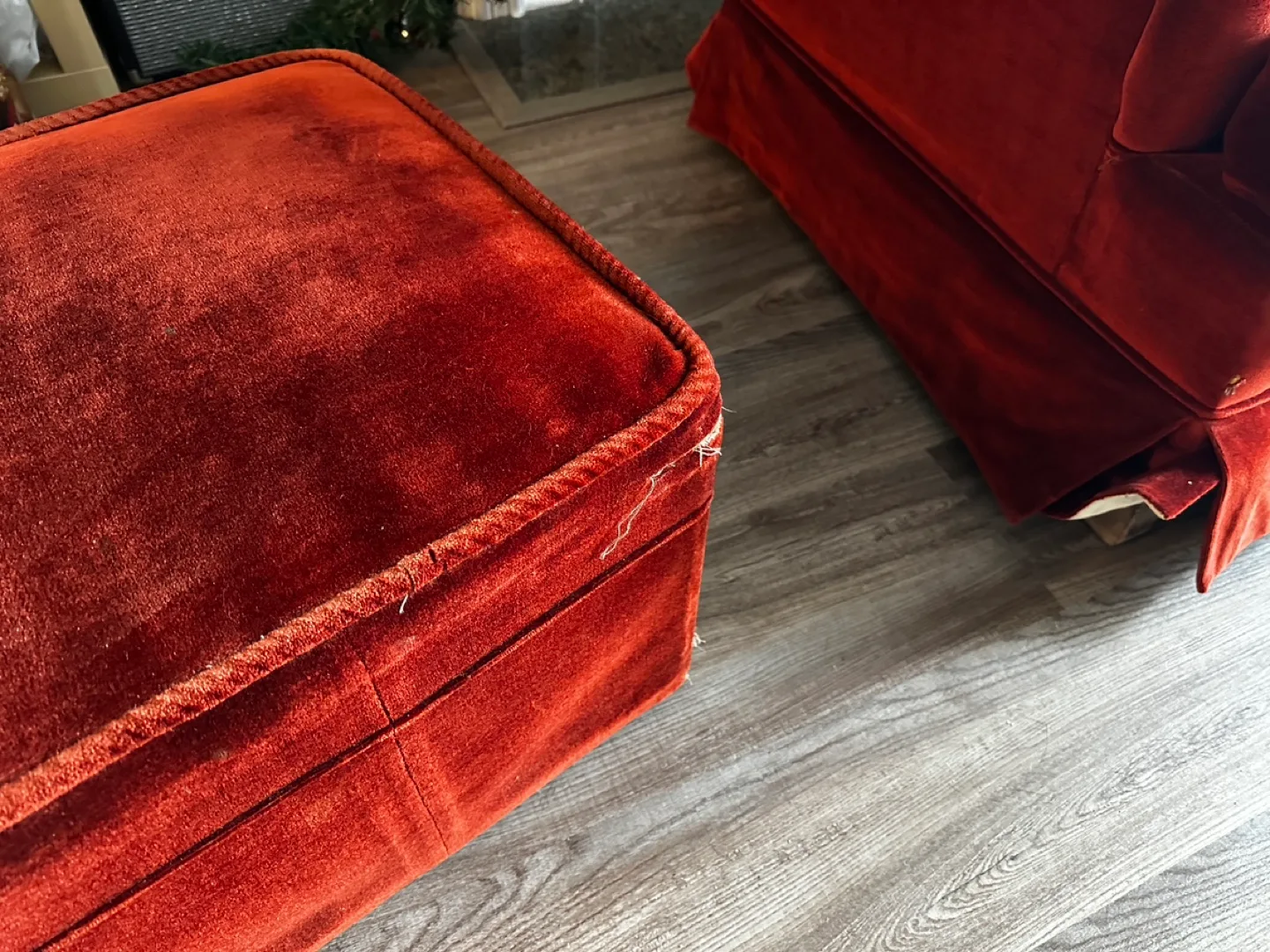 Vintage Red Velvet Loveseat and Ottoman image indicator(5)