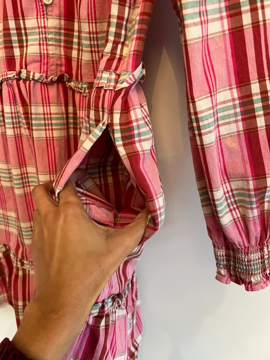 J.Crew Pink Plaid Dress Size 4 image indicator(5)