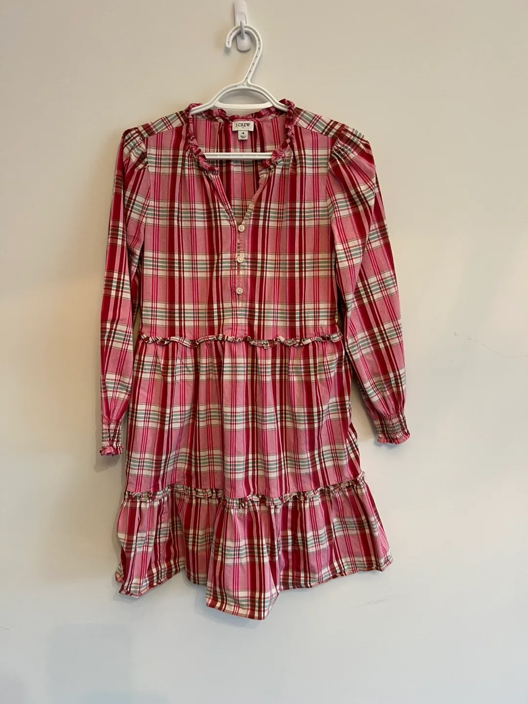 J.Crew Pink Plaid Dress Size 4 image indicator(3)