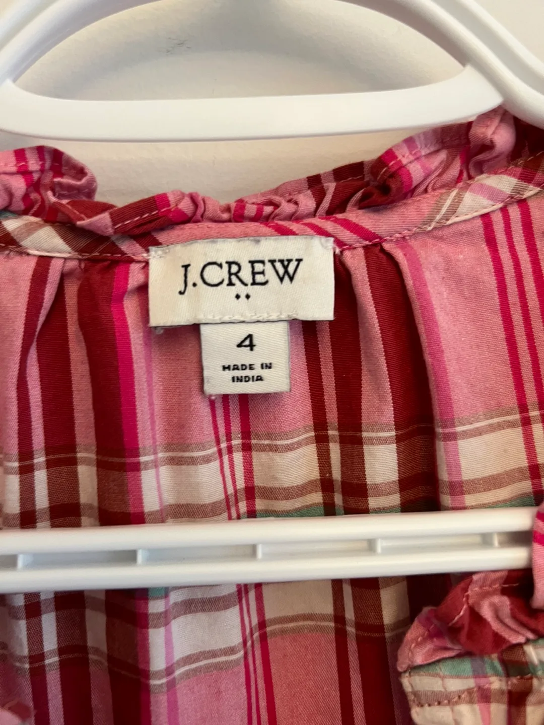 J.Crew Pink Plaid Dress Size 4 image indicator(4)