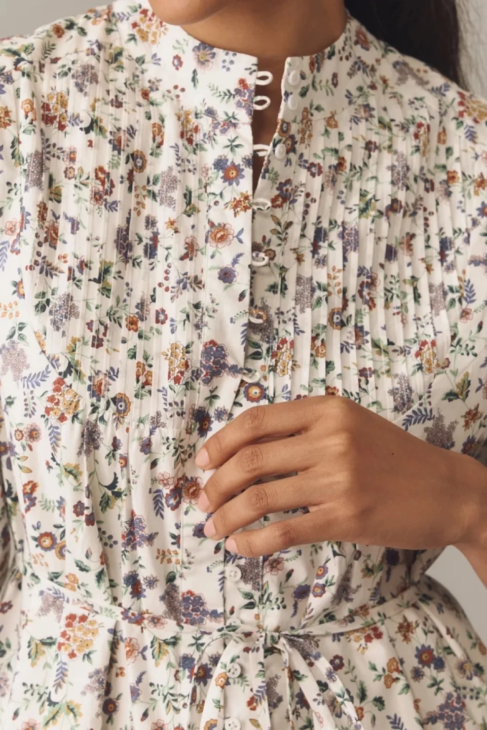 English Factory Long-Sleeve Pintuck Smocked Mini Dress medium image indicator(2)