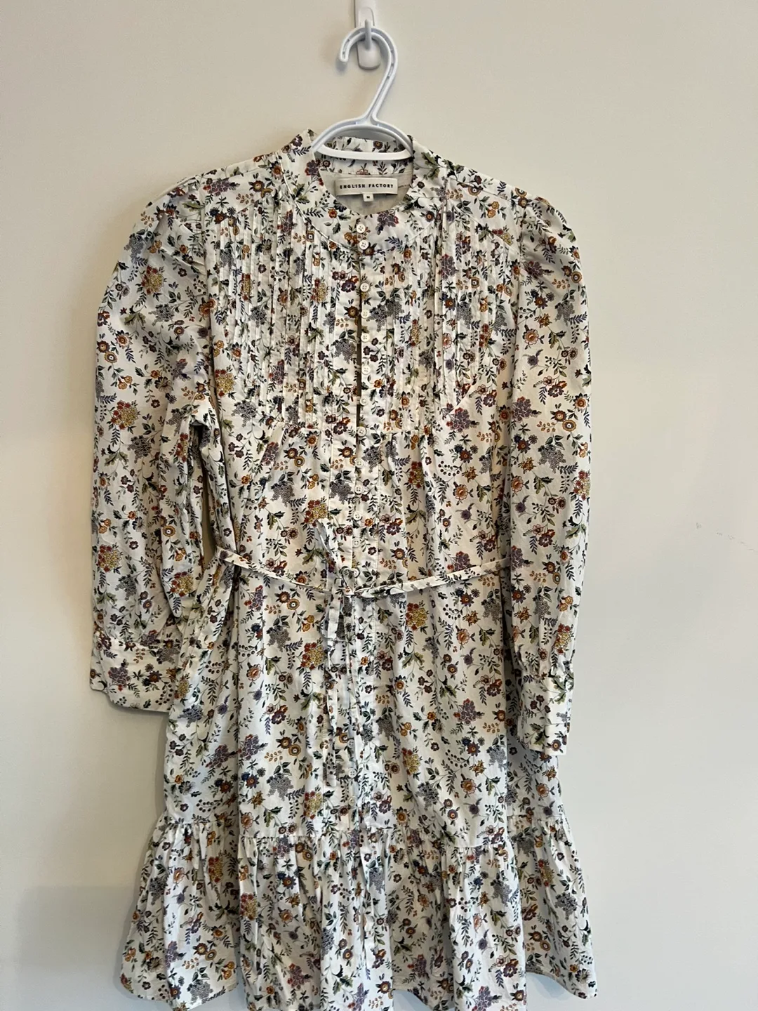 English Factory Long-Sleeve Pintuck Smocked Mini Dress medium image indicator(3)