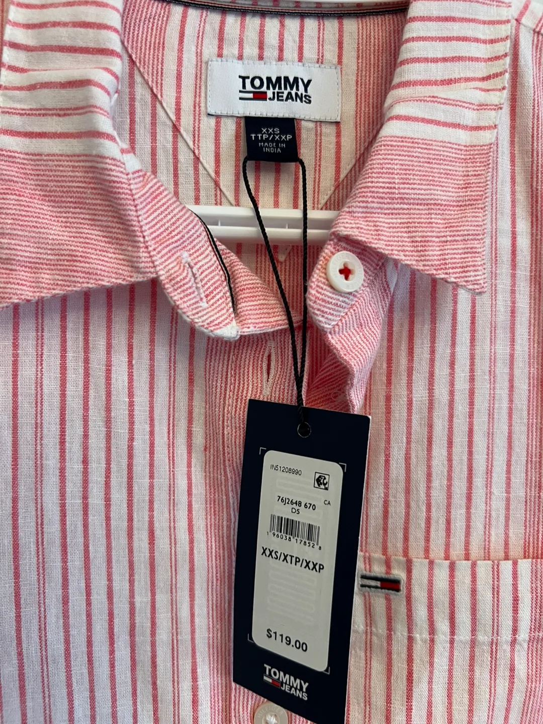 Tommy Jeans Pink and White Striped Dress XXS image indicator(2)