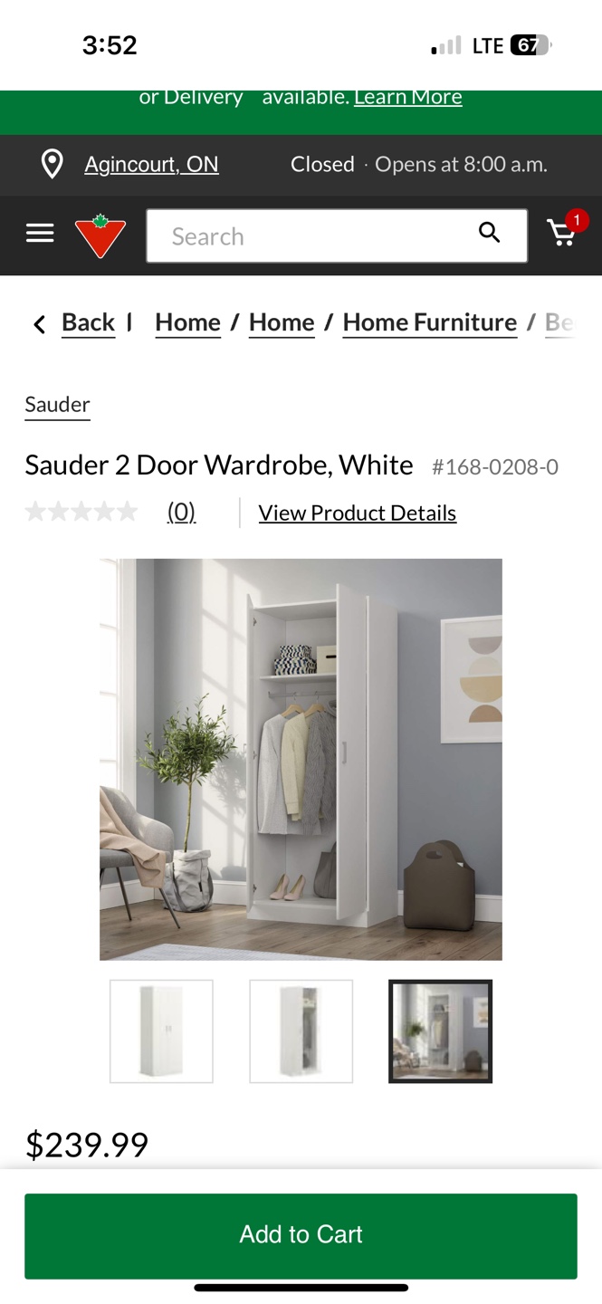Sauder 2 Door White Wardrobe - photo 2