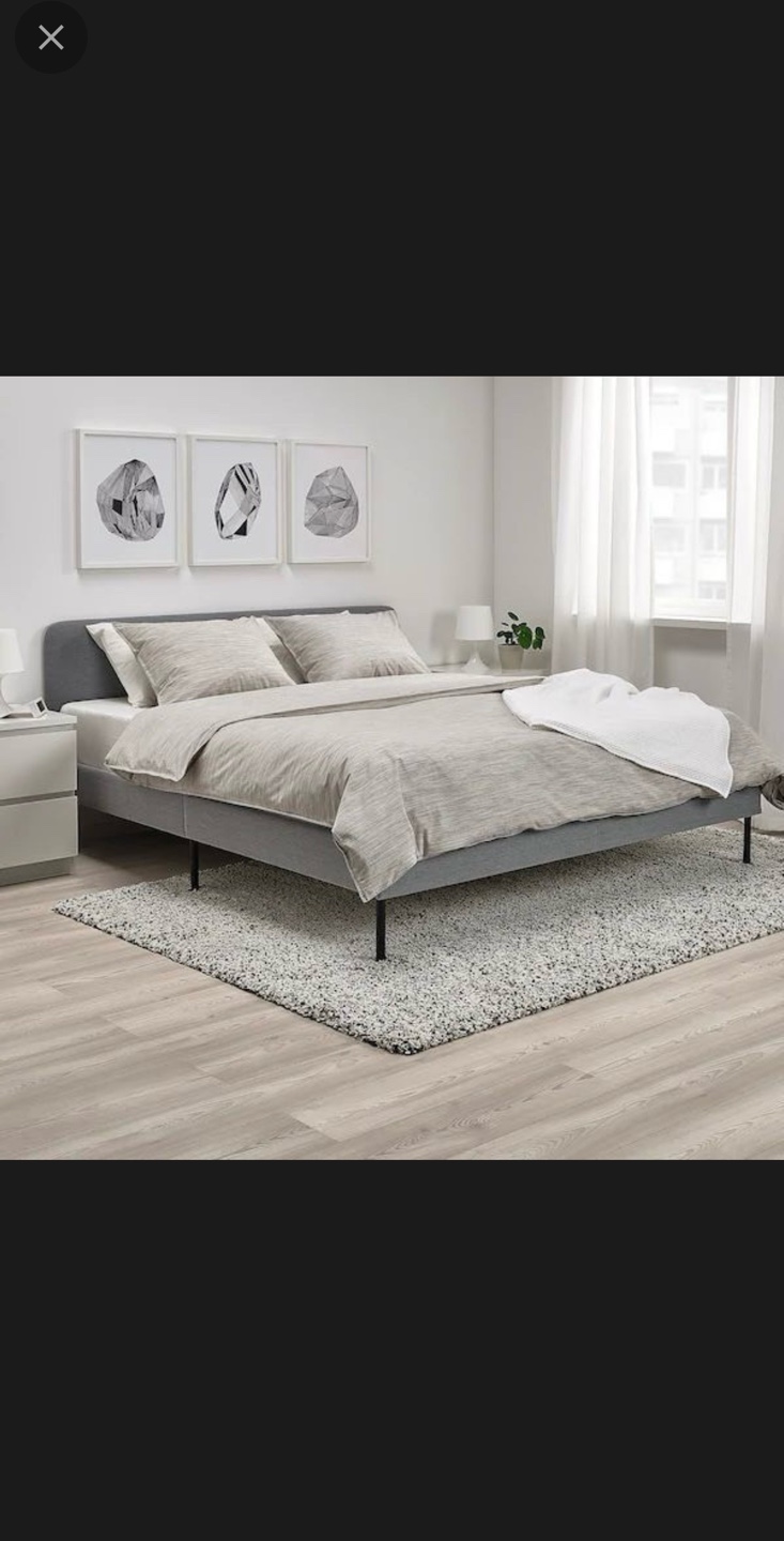 Queen size bed frame, light gray - photo 5