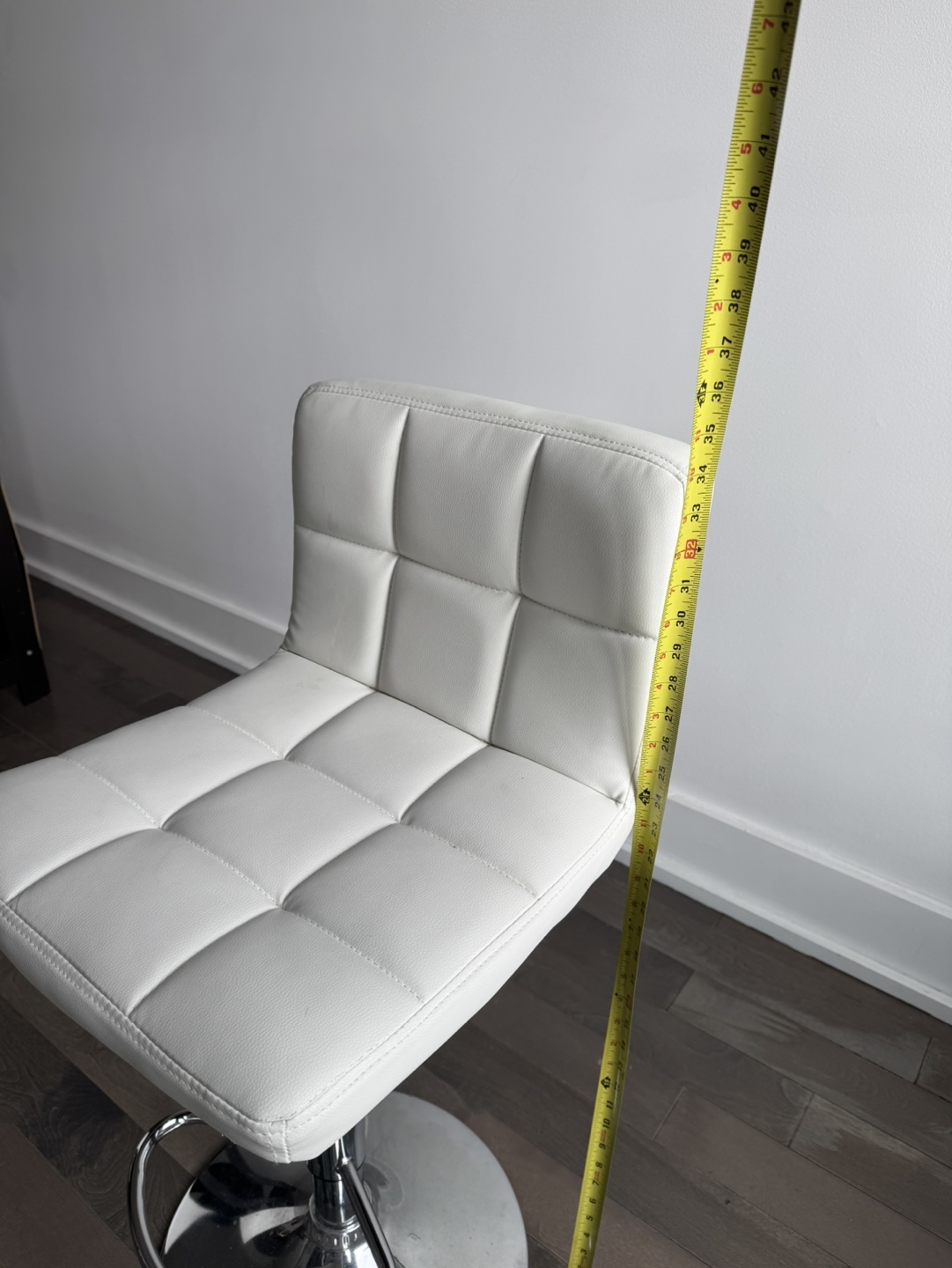 White Bar Stool with Chrome Base