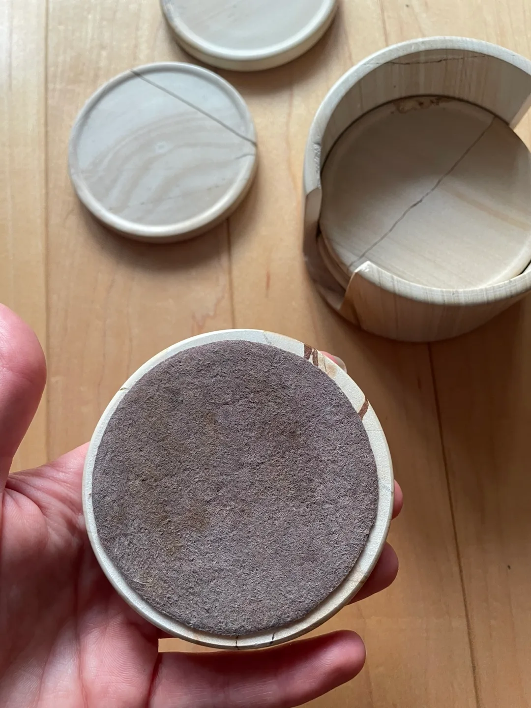 6 Stone Coasters with Holder image indicator(4)