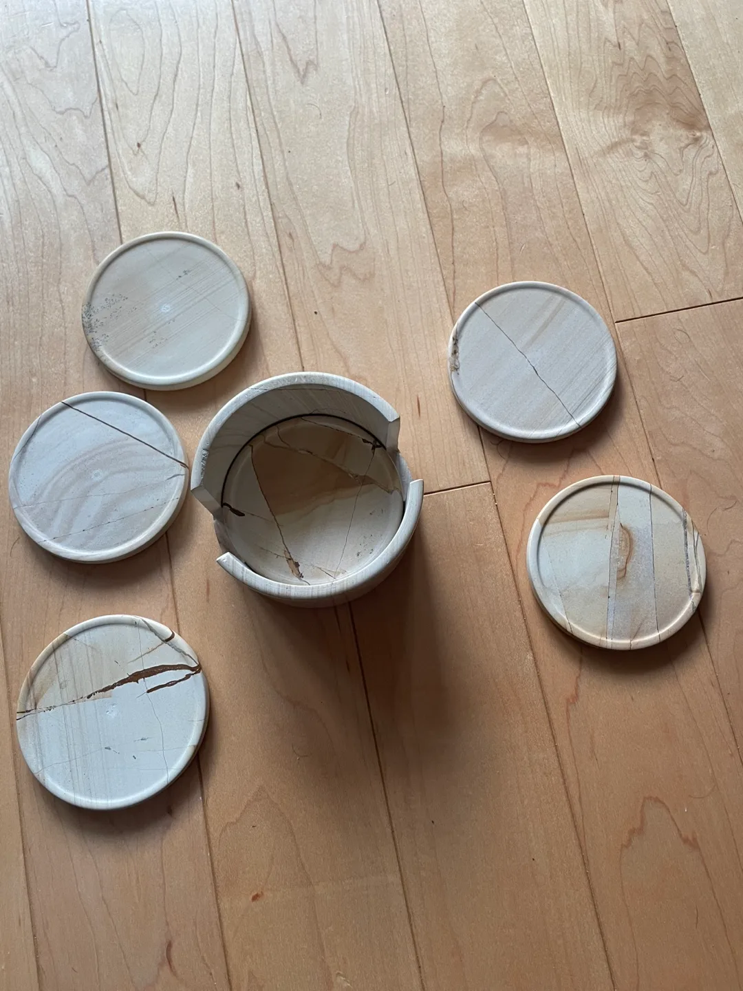 6 Stone Coasters with Holder image indicator(3)