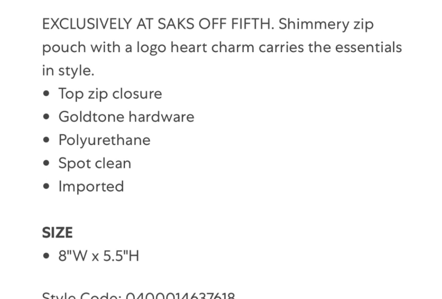 Saks  Fifth Avenue  Shimmery Zip Pouch - photo 2