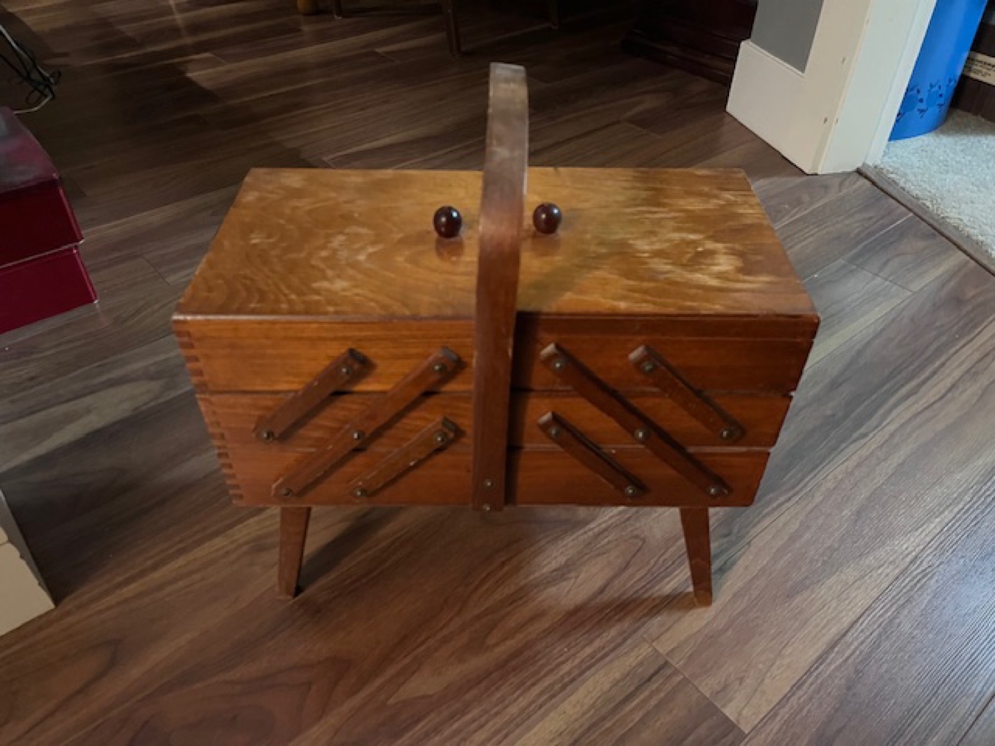 Vintage Wooden Sewing Box