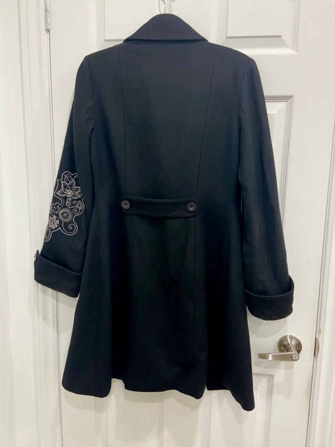 Promod Black Embroidered Coat image indicator(5)