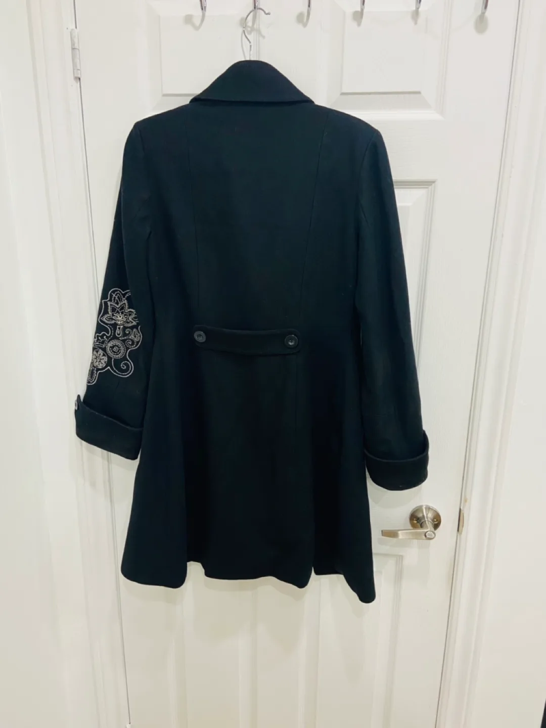 Promod Black Embroidered Coat image indicator(4)