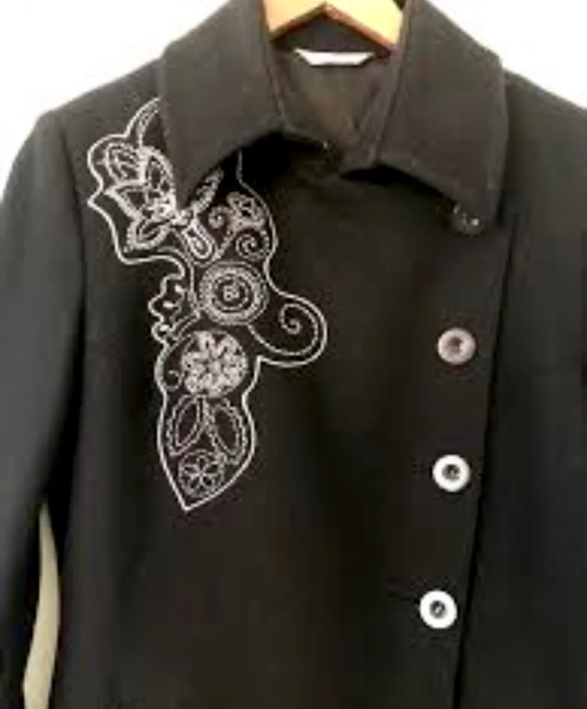 Promod Black Embroidered Coat image indicator(6)