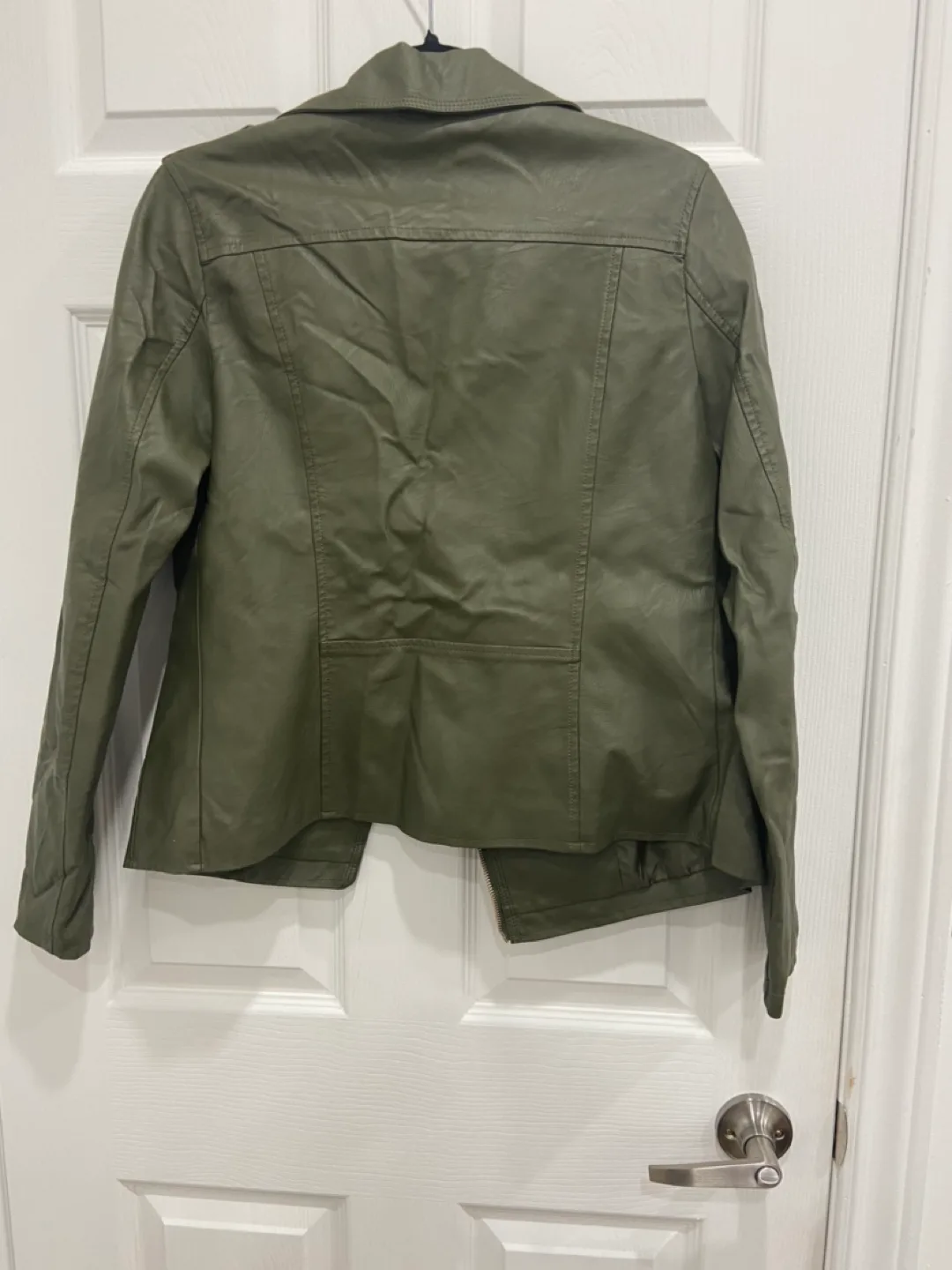 Olive Colour Faux Leather Jacket image indicator(2)