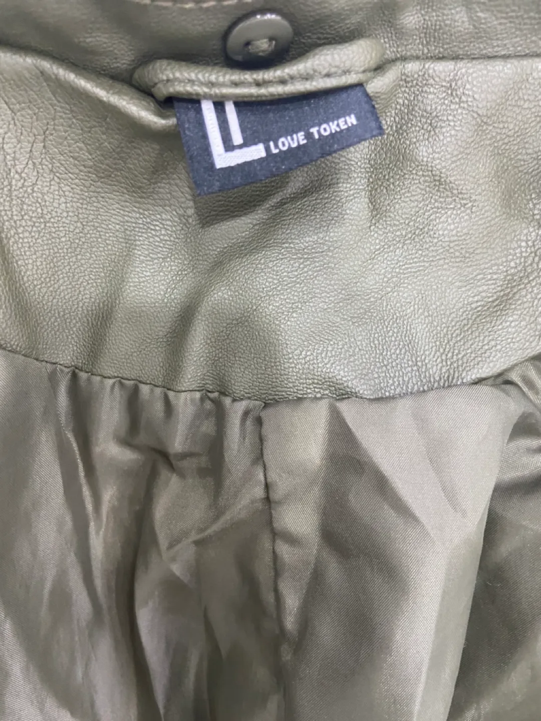 Olive Colour Faux Leather Jacket image indicator(4)