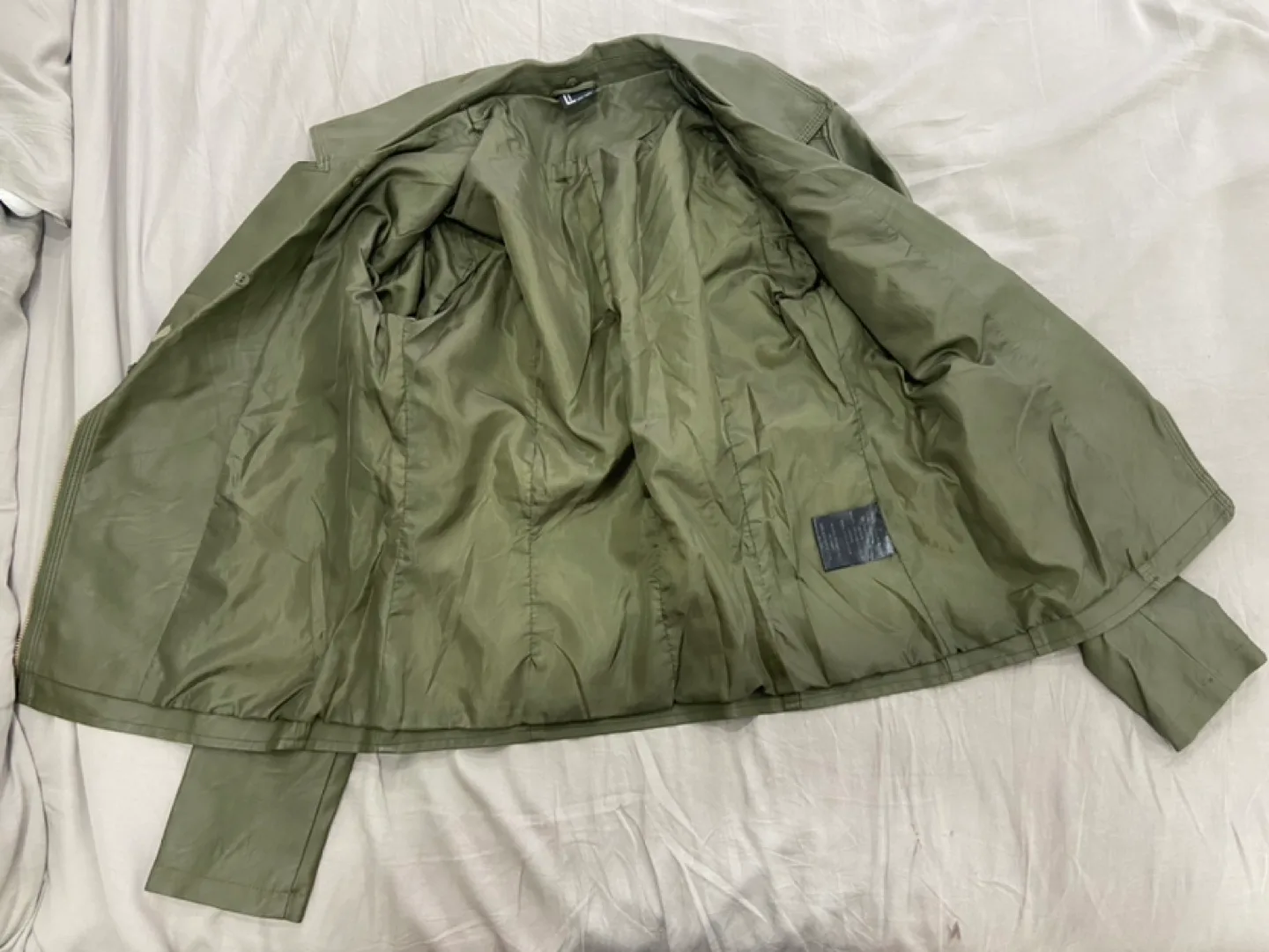 Olive Colour Faux Leather Jacket image indicator(3)