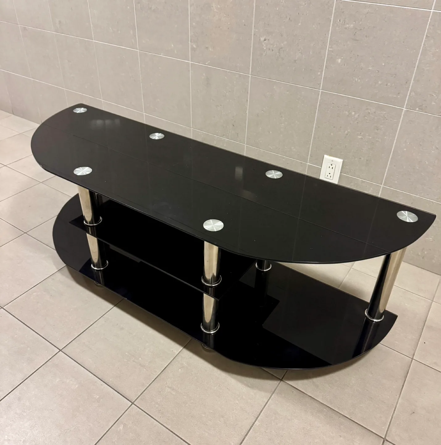 55” Black Tempered Glass TV Stand image indicator(2)