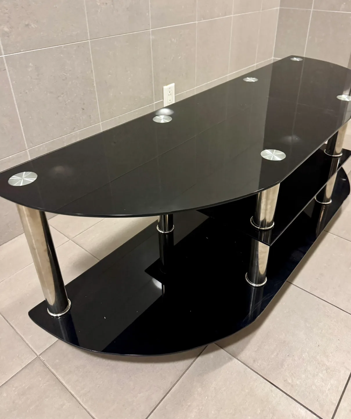 55” Black Tempered Glass TV Stand image indicator(4)