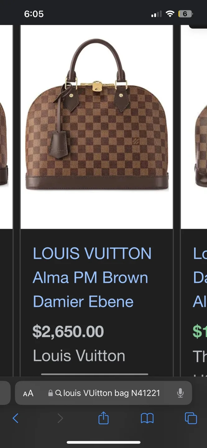 Louis Vuitton Alma BB Damier Ebene - Authentic image indicator(9)