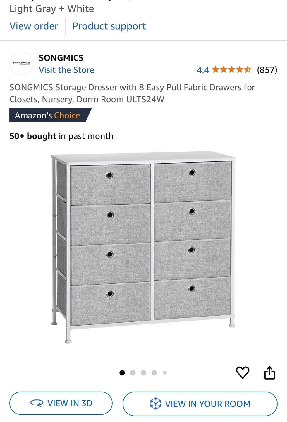 Storage Dresser with 8 Easy Pull Fabric Drawers